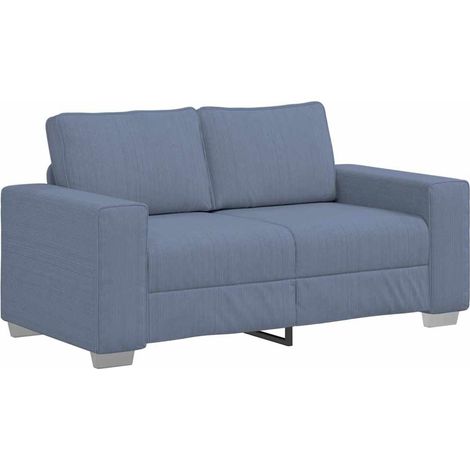 Canapé 2 places relax pour salon en tissu velours côtelé moderne bleu 160 x 77 x 82 cm (1/5)