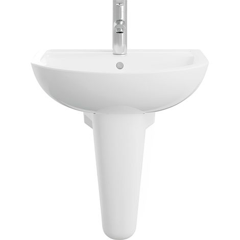 AKW Navlin Basin and Semi Pedestal 550mm Wide - 1 Tap Hole (1/2)