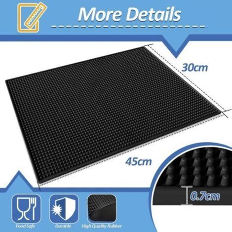 Tapis antidérapant pour bar – Tapis séche-vaisselle polyvalent pour cuisine et bar à cocktails, idéal pour fixer les verres à vin et autres ustensiles, dimensions 45 x 30 cm (1/3)