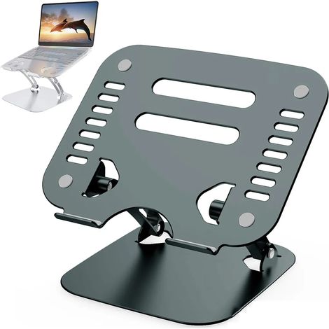 Soporte para portátil, soporte ergonómico ajustable para portátil, altura ajustable de 3 cm a 53,3 cm, soporta hasta 10 kg, compatible con todos los portátiles y tabletas, gris (1/5)