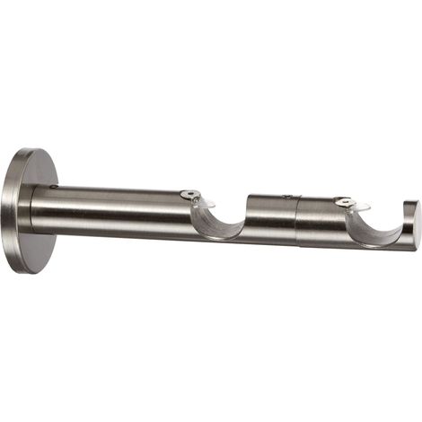 Gardinia 10011154 Supporto Aperto a Doppio Binario per Asta, Metallo, Finitura Acciaio Inossidabile, 8x8x0.1 cm (1/4)