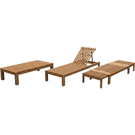 Axi Rowan 2-En-1 Chaise Longue Et Banc De Jardin En Bois De Teck  Transat En Teck Réglable En 4 Positions  Bain De Soleil D'Extérieur / Terrasse  250 X 67 X 77 Cm