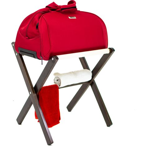 Portavaligie con tela Madrid  Wengé porta abito stiracalzoni indossatore legno servo muto pieghevole appendiabiti per camera da letto vestiti gruccia svuota tasche