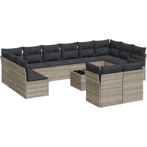 Maison Exclusive - 13-tlg. Garten-Sofagarnitur mit Kissen Hellgra