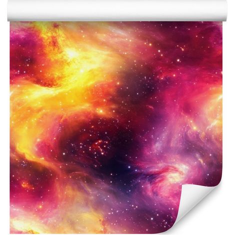 Aquarell-Galaxy-Tapete in Lila und Rosa für Wohn- und Schlafzimmer, 50 x 1000 cm (1/5)