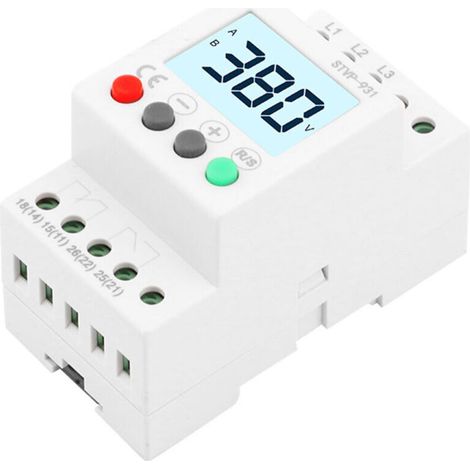 Protecteur de Phase Triphasé AC 380V LCD, Surveillance Surtension/Sous-Tension/Séquence/Perte de Phase pour Moteurs d'Ascenseur/Climatisation (1/4)