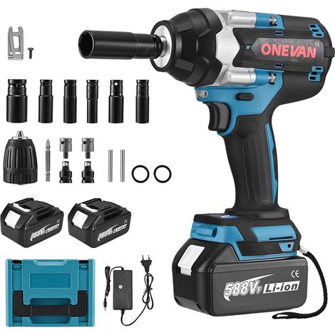 Impact Nutrunner 1000N Wireless Impact Wrench 4 Adjustable Speeds 2 x 4000mAh Integrated LED Impact Wrench Brushless Motor Battery Powered Impact Wrench (1/5)