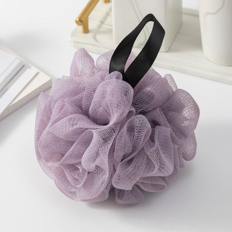 50 g recycelter, umweltfreundlicher, waschbarer Luffa-Badeschwamm aus Netzgewebe für sanfte Hautreinigung, Himmelblau. (1/5)