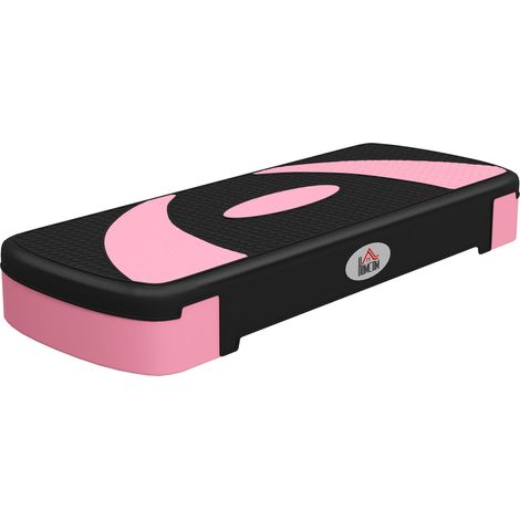 Step de fitness aérobique, réglable sur 3 hauteurs, en plastique, 80 x 31 x 10/15/20 cm, rose (1/5)