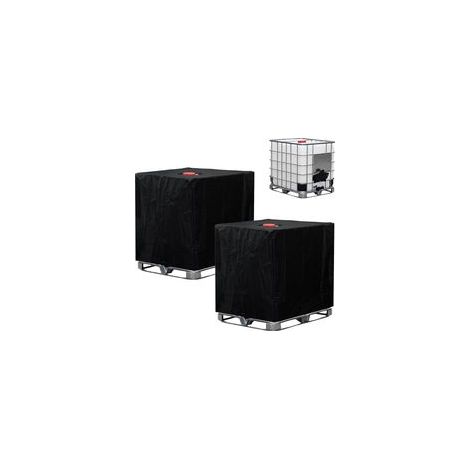Telo di copertura protettivo per serbatoio IBC da 1000 litri - Confezione da 2 - Tessuto Oxford 190D - Resistente ai raggi UV e impermeabile - Per serbatoi di acqua piovana da esterno - Nero (116x100x (1/5)