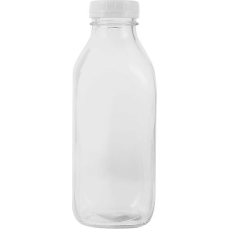 1000-ml-Milchflasche aus Glas mit Deckel, Milchbehälter aus Glas, Klarglasflasche, Saftflasche – 22,20 x 8,40 x 8,40 cm – Transparent (1/2)