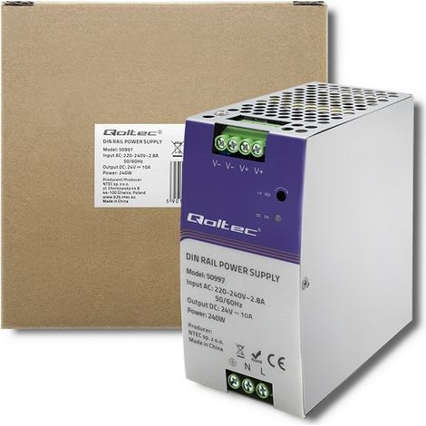 Alimentatore industriale Qoltec per guida DIN  240W  24V  10A (1/5)