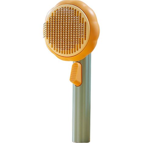 Brosse pour animaux de compagnie en plastique autonettoyante, peigne pour animaux de compagnie en acier inoxydable, brosse d'épilation,vert (1/5)