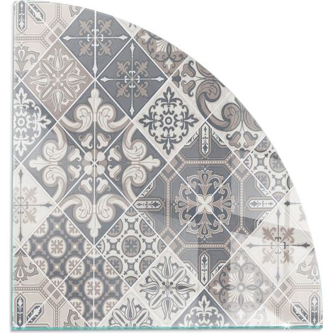 Plaque de Verre pour Cheminée Revêtement de Sol Plancher de Pare-feu Protection Contre Etincelles Motif mosaïque décoratif 1/4 100x100 cm (1/5)