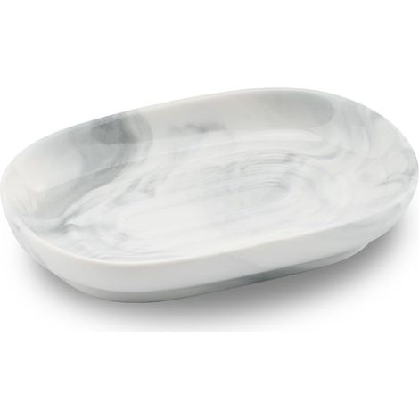 Porte Savon Céramique Antidérapant, Porte Savon Marbre pour Salle de Bain, Support Savon Solide pour Cuisine,Évier et Douche (Gris) (1/5)