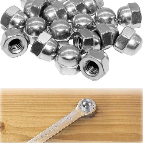 Lot de 50 écrous borgnes hexagonaux en acier inoxydable A2 V2A, M5 (1/5)