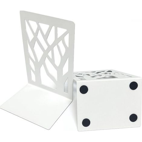12x9x16cmSerre Livre, Presse Livre en Métal, 1 Paire Cale Livre, Bloc Livre pour Étagère, Serre Livres pour Livres Lourds, Serre Livres pour Bureau/Famille, Blanc Serre Livre, bookends (1/5)