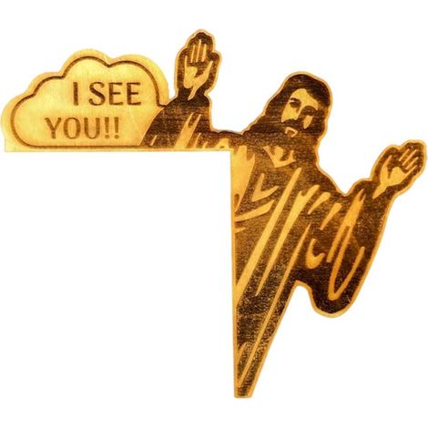 Jésus Je Te Vois Panneau Coin Porte Déco Bois Angle Droit Amovible Drôle (1/5)