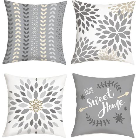 Housse Coussin 45x45 Lot de 4 Floral Géométrique Minimaliste (1/5)