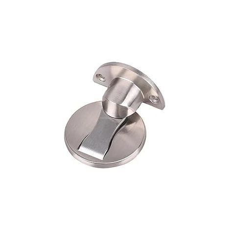 Tope de puerta magnético de acero inoxidable 304, de metal cepillado, con succión suave y silencioso, para hogar, hotel, restaurante y oficina (plateado) (1/4)