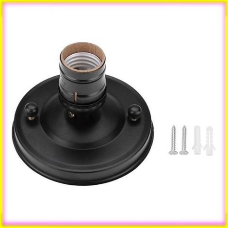 keenso Support de base de plafonnier E26/E27 Vintage Industrial Ceiling/Wall Light Base Holder Pendant Bulb jardin artificiel Noir (1/5)