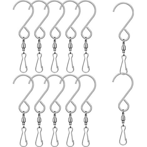 Crochet Pivotant S - Acier Inoxydable - 8 Pouces - Pour Carillon À Vent Mangeoire À Oiseaux Lanterne Lumière Solaire Cristal - Lot De 12 (1/5)