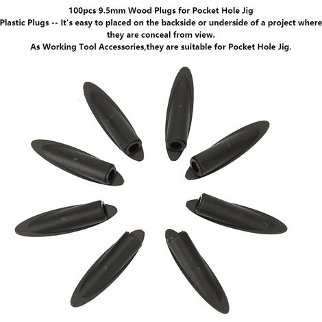 100 bouchons en bois de 9,5 mm pour gabarit de perçage, accessoires pour outils de travail du bois (noir) (1/2)