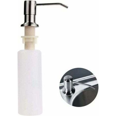 Distributeur Savon évier Cuisine Acier Inoxydable Distributeur Savon Cuisine encastrable Distributeur détergent Rechargeable pour évier Cuisine Ensemble--INHHUB