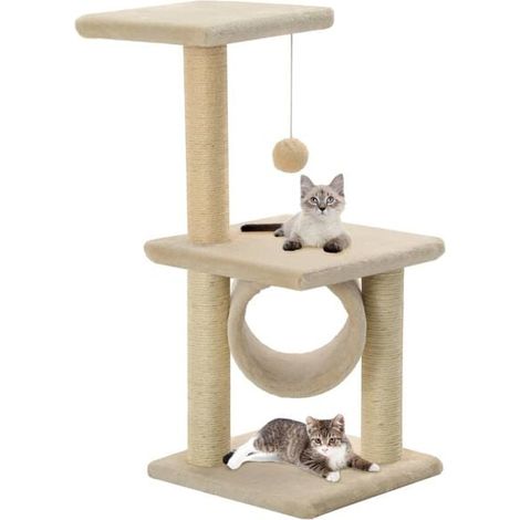 Arbre à chat avec poteaux en sisal, 65 cm, beige