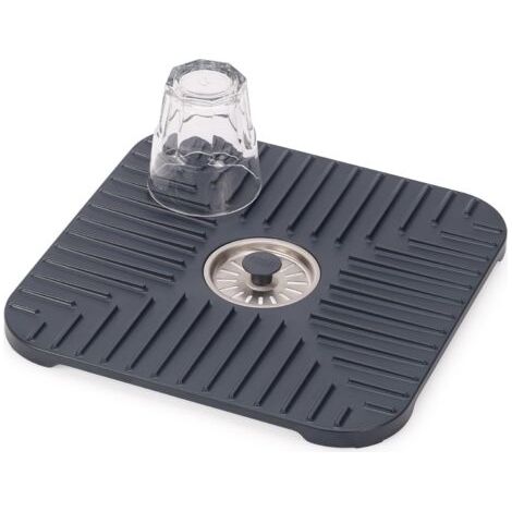 Sink protector mat with drain plug, protects sink, glasses and dishes, removable plug, non-slip