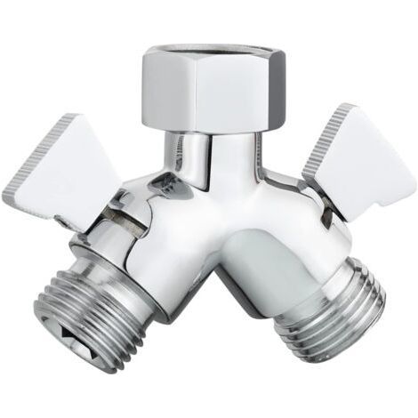 2-Way Shower Diverter G1/2" Brass Y-Distributor with Shut-Off Valves, Chrome ZVD (1/5)