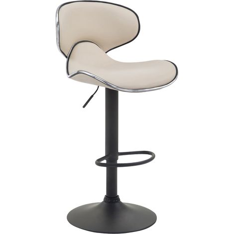 Sgabello da bar x1 sedute moderne con linee ondulate in PVC color crema base a tromba in metallo nero 100005679