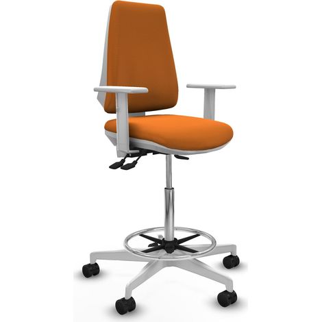 Sgabello da lavoro piqueras y crespo bianco arancione similpelle (1/2)