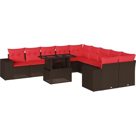 Maison Exclusive - Set Divani da Giardino 11 pz con Cuscini Marrone in Polyrattan (1/5)