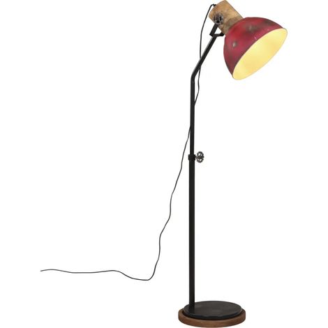Lampadaire réglable moderne design industriel 30 x 30 x 100-150 cm en bois de manguier rouge délavé (1/5)