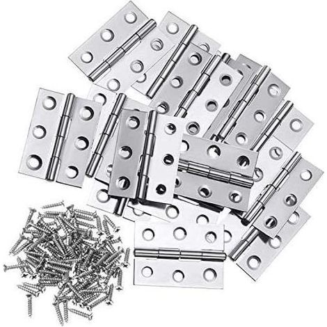 10Pcs Cerniera Cerniere in Acciaio Inox 3 Pollici Pieghevole Cerniera Connettori per Mobili Per la Casa Hardware Armadio Porta di protezione Cassetto (60Pcs 3 12mm Bulloni) (1/5)