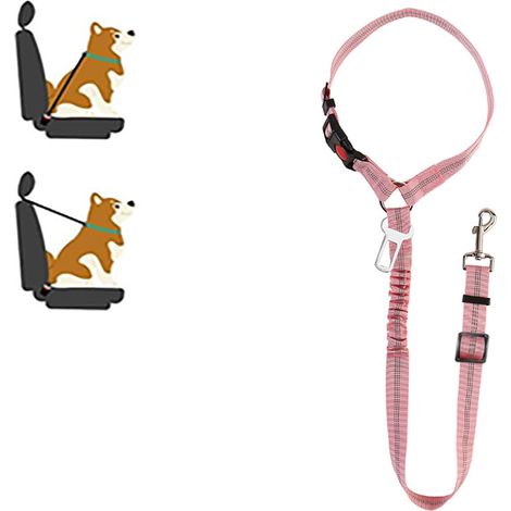 Laisse portable pour chien avec cordon réfléchissant réglable pour une utilisation en extérieur, rose, taille standard. (1/5)