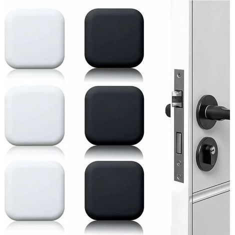 ZVD Butée de porte murale blanche/noire 45 mm x 45 mm, lot de 6, butées de porte en caoutchouc auto-adhésives, butées de poignée de porte, butées murales pour poignées de porte contre butées de porte (1/4)