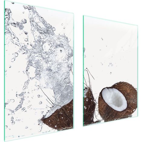 PLAQUE DE PROTECTION EN VERRE POUR CUISINE 65x52 NOIX DE COCO (1/5)