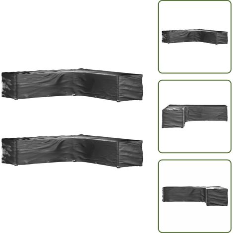 Gartenmöbel-Abdeckungen in L-Form 2 Stk. 20 Ösen 300x300x70 cm - Gartenmöbelschutzhülle - Rattanmöbel Abdecken - Wetterfeste Gartenabdeckung - UV-Schutz Gartenmöbel - Gartenmöbelüberdachung (1/5)
