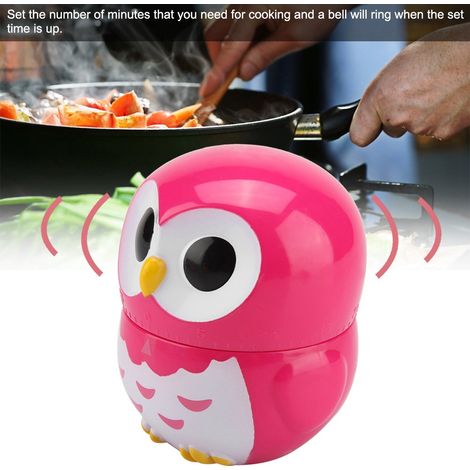 Eulenförmiger manueller Küchentimer, mechanische Zähluhr zum Kochen, rosa, Backzubehör, praktisches Küchengerät. (1/5)