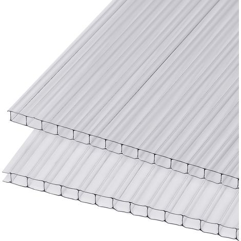 Jiubiaz Plaques polycarbonate pour serre 10,25 m² lot de 14 panneaux translucides 4 mm 121 x 60,5 cm, résistants aux UV, 100 clips inclus