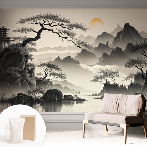 Newroom Tapete Dekorative Vliestapete mit Kleber Modern für Wohnzimmer Schlafzimmer Orientalische Landschaft 312x219 cm (1/5)