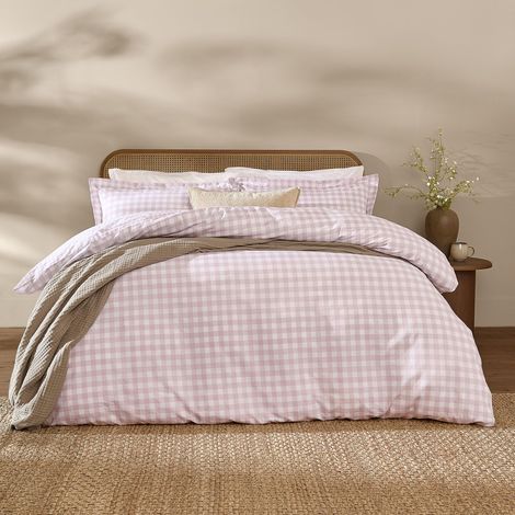 Ensemble De Couette 100% Coton Réversible Taies D’Oreiller Oxford Doux Et Respirant Literie À Carreaux King UK Standard 230x220cm (1/3)