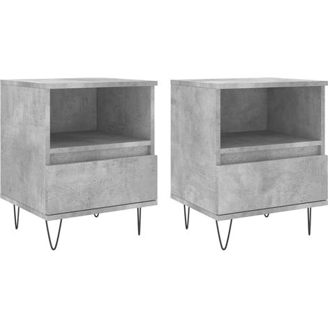 Juego de 2 mesitas de noche con compartimento abierto y cajón 40 x 35 x 50 cm madera contrachapada gris DEC035368