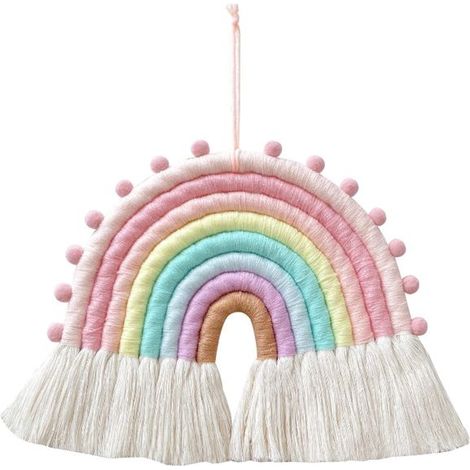 Wandbehang aus Makramee-Regenbogen, handgewebte Baumwolldekoration zur Verschönerung Ihres Zimmers.