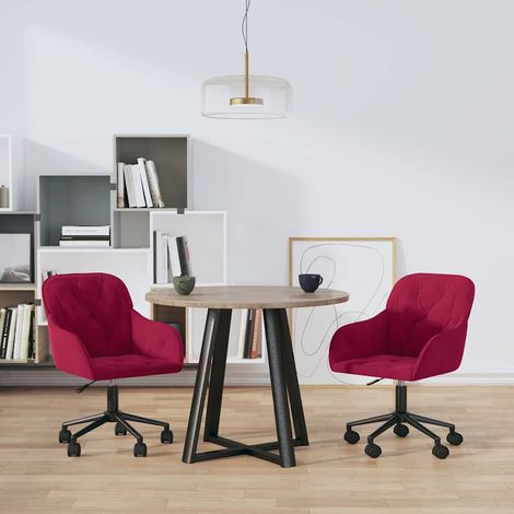 vidaXL Sillas de comedor giratorias 2 unidades terciopelo rojo tinto (1/5)