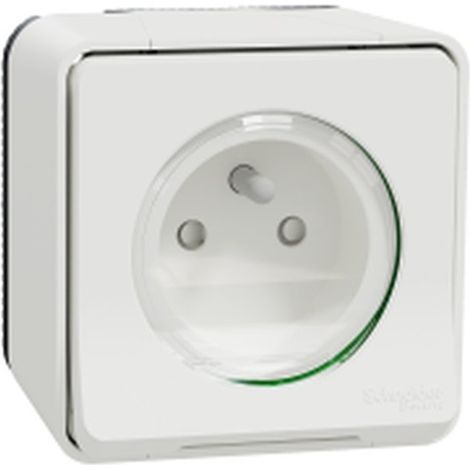 Toma-salida MUREVA blanca IP55 2P+E 16A 250V para interiores/exteriores