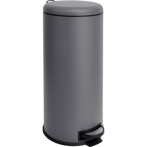 Svita – Poubelle à pédale 30L en inox – Design élégant gris – Seau intérieur amovible avec anse – Pour cuisine, bureau, chambre