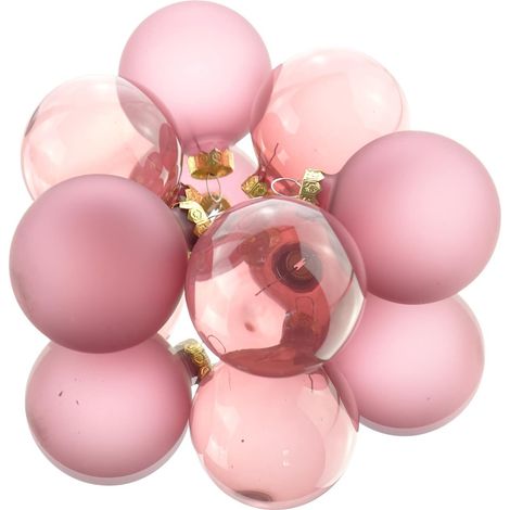 Christbaumkugeln Christmas Velvet Pink samtrosak transparent Ø 6 cm aus Glas - 6er Set